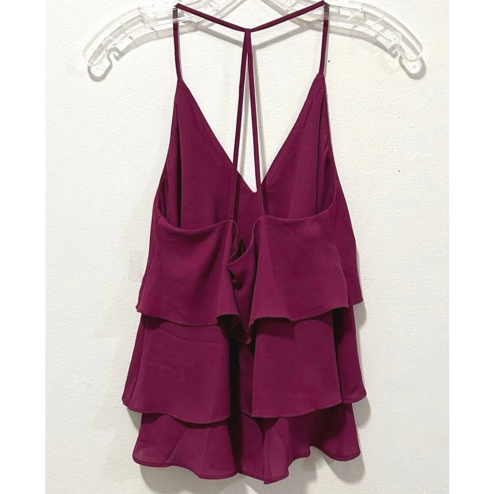 NWT: Express - Women's Ruffled, V-Neck, Racerback,  Plum Camisole (size S) - Picture 2 of 4